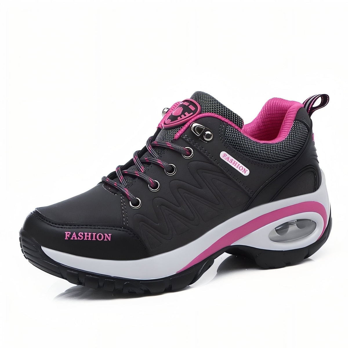Basket Confortable Marche Femme rose et noir