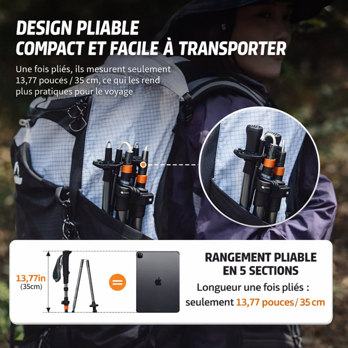 Bâton de Randonnée Pliable Carbone — photo 13