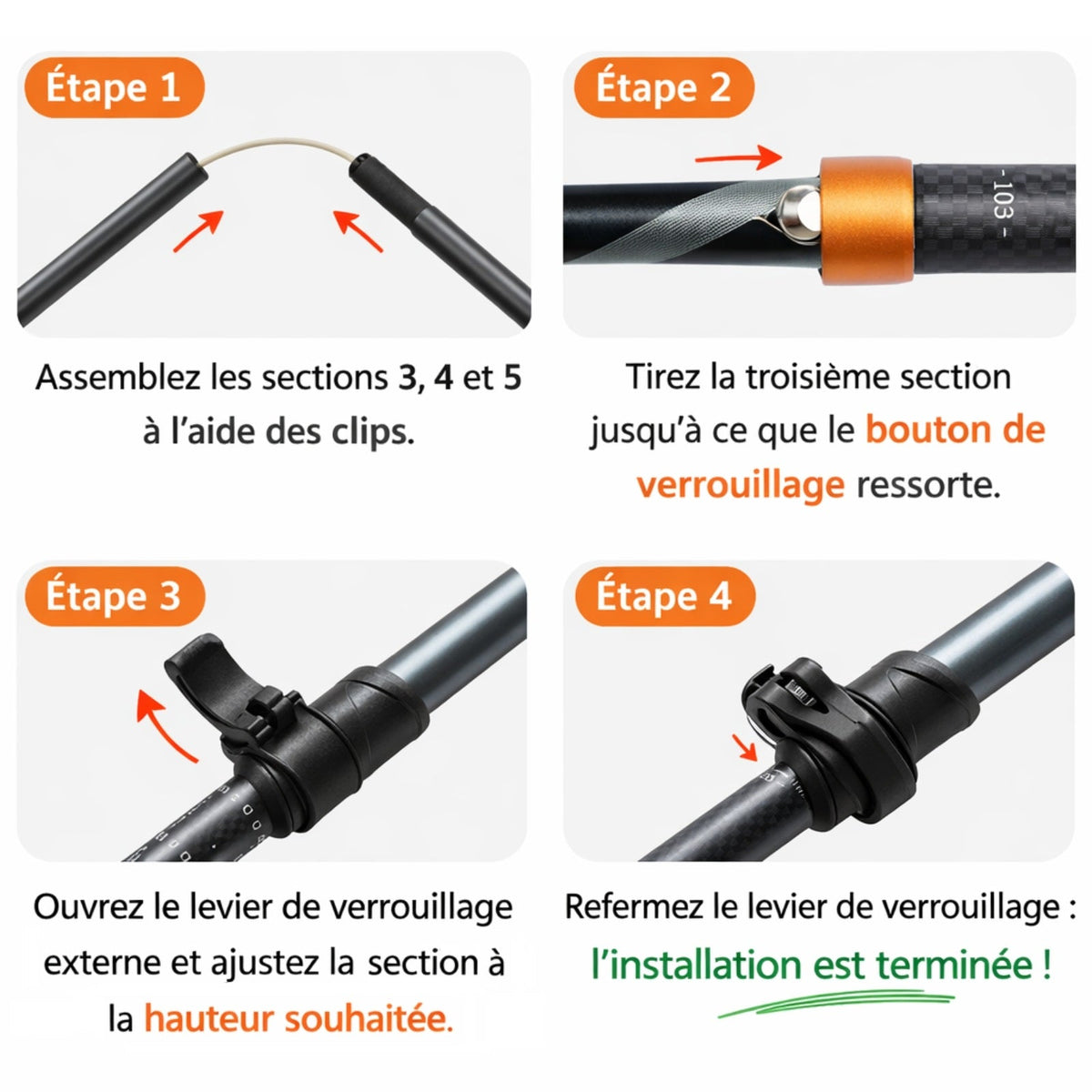 Bâton de Randonnée Pliable Carbone — photo 2