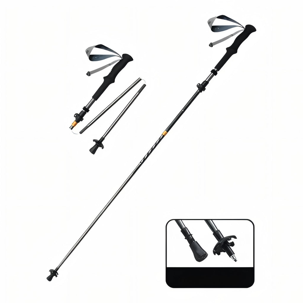 Bâton de Randonnée Pliable Carbone noir
