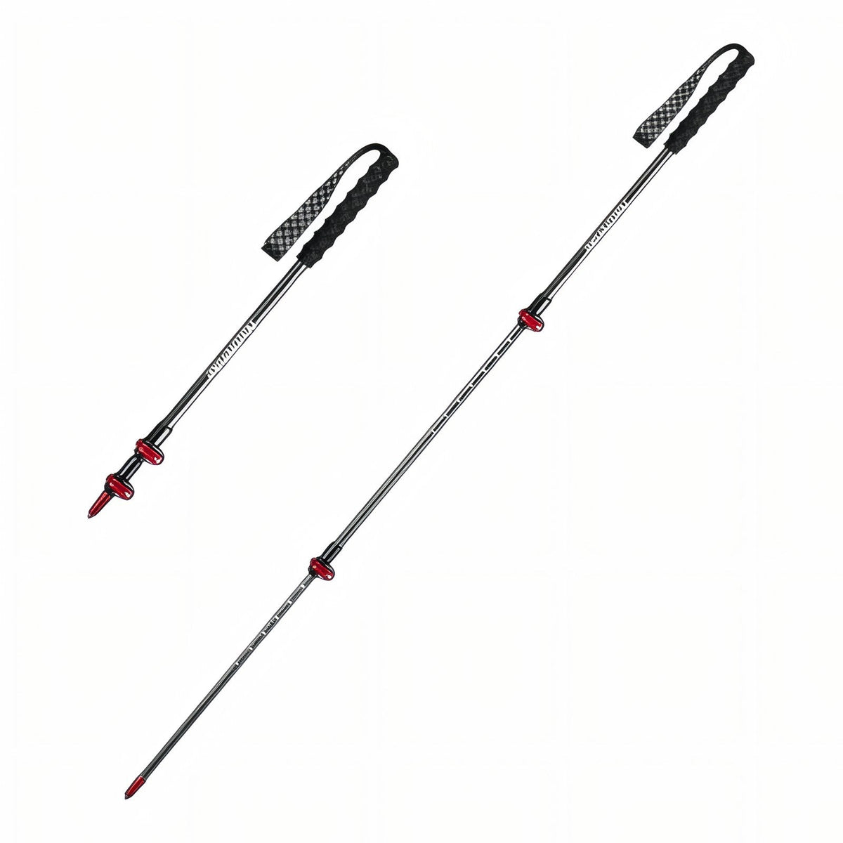 Bâton de Randonnée Télescopique Carbone rouge et noir