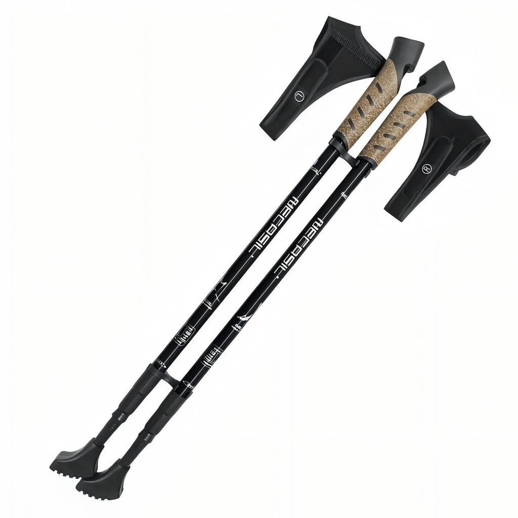 Bâton Marche Nordique Télescopique Aluminum noir et beige