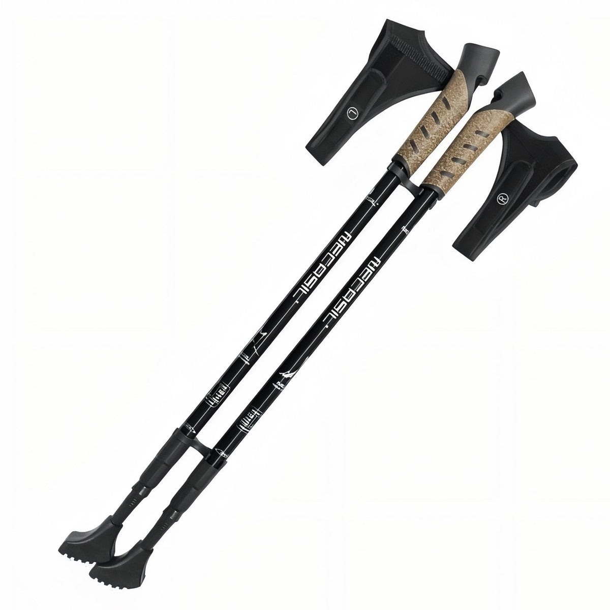 Bâton Marche Nordique Télescopique Aluminum noir et beige