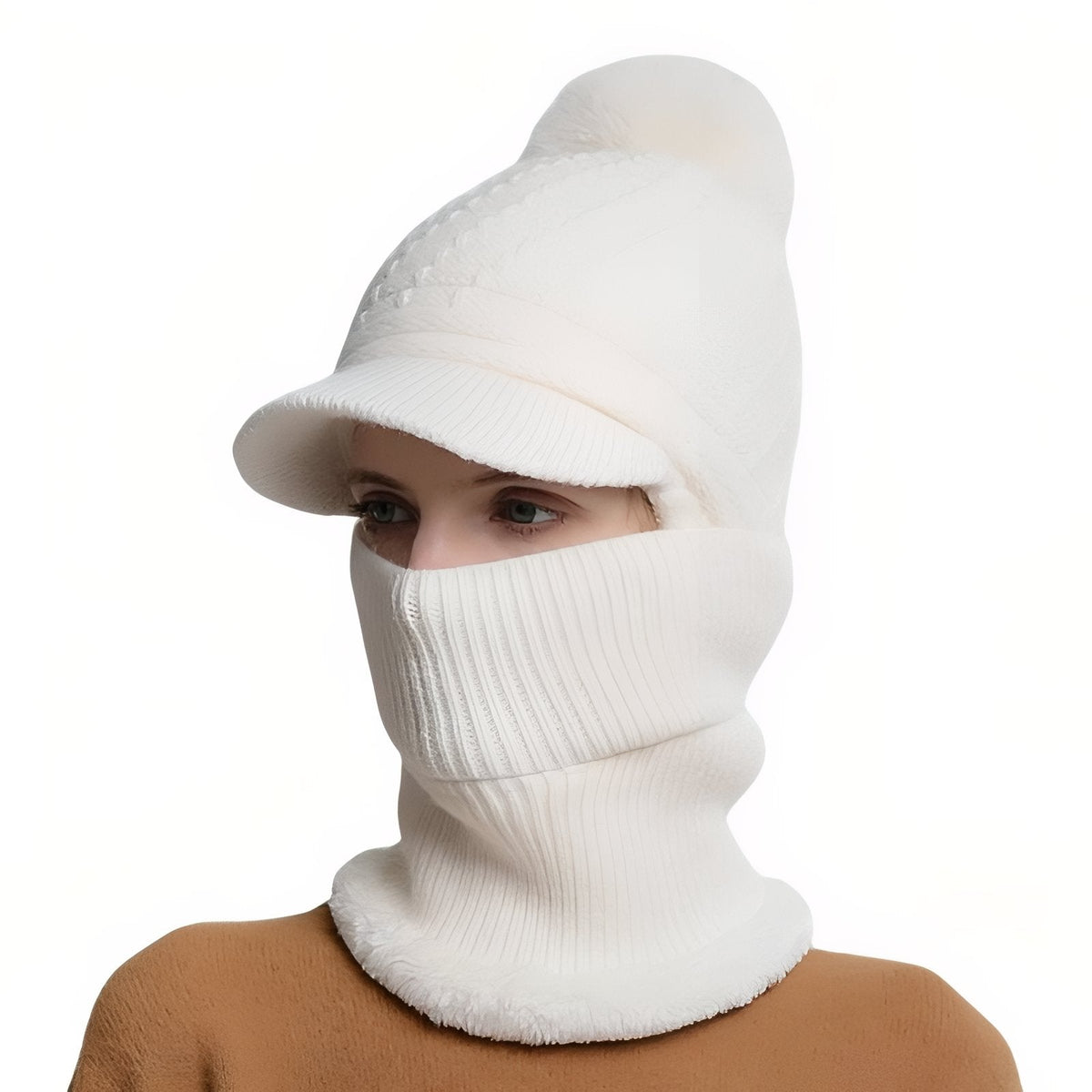 Bonnet Casquette Echarpe blanc