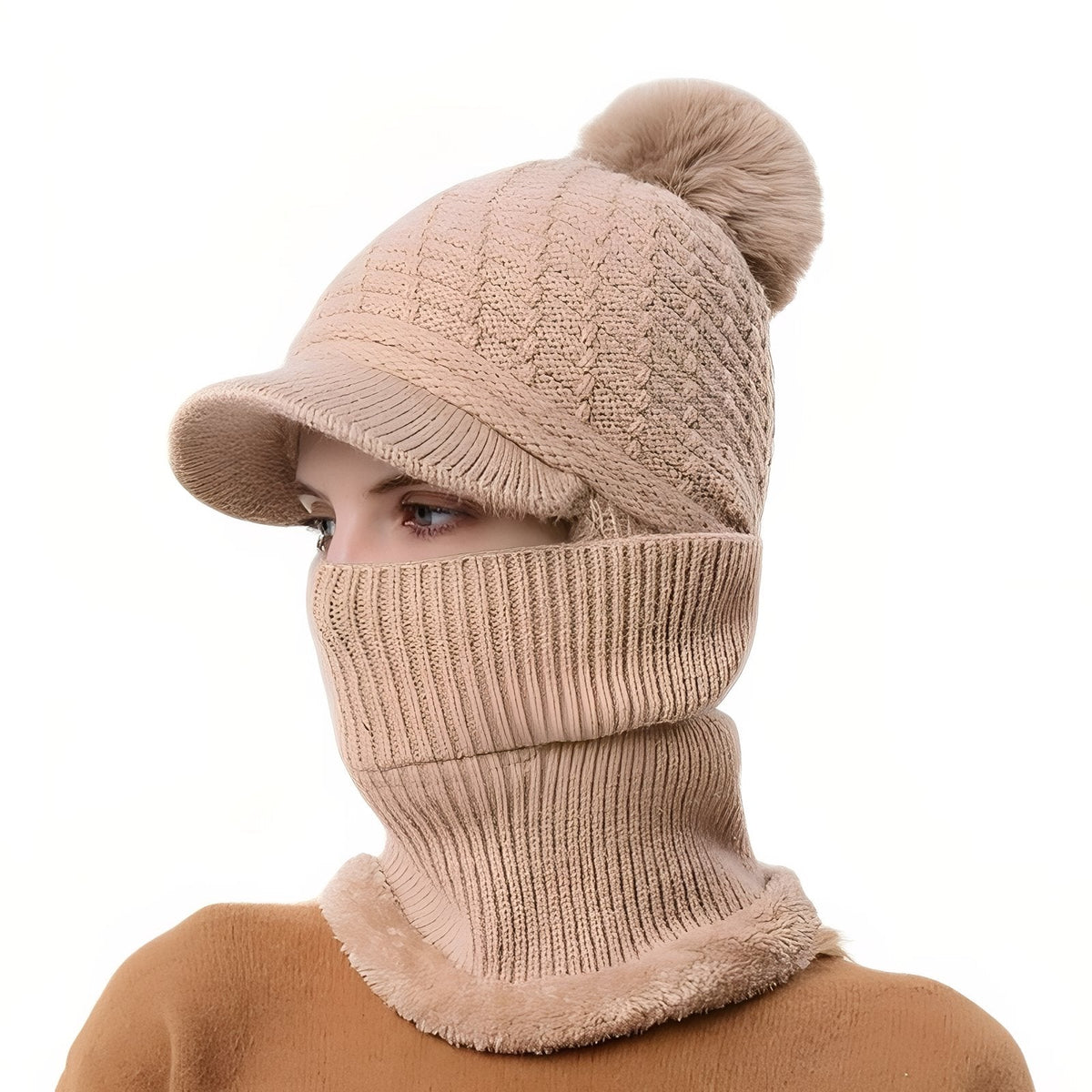 Bonnet Casquette Echarpe taupe