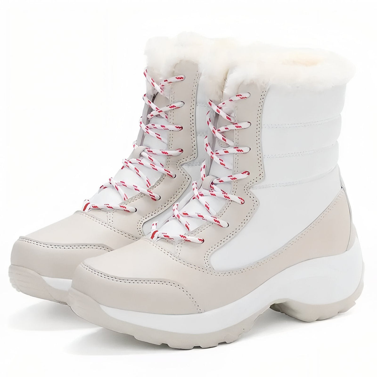 Bottes Randonnée Neige Femme beige et blanc