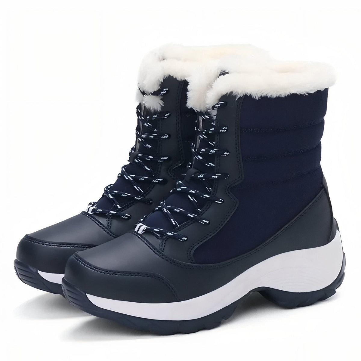 Bottes Randonnée Neige Femme bleu marine et blanc