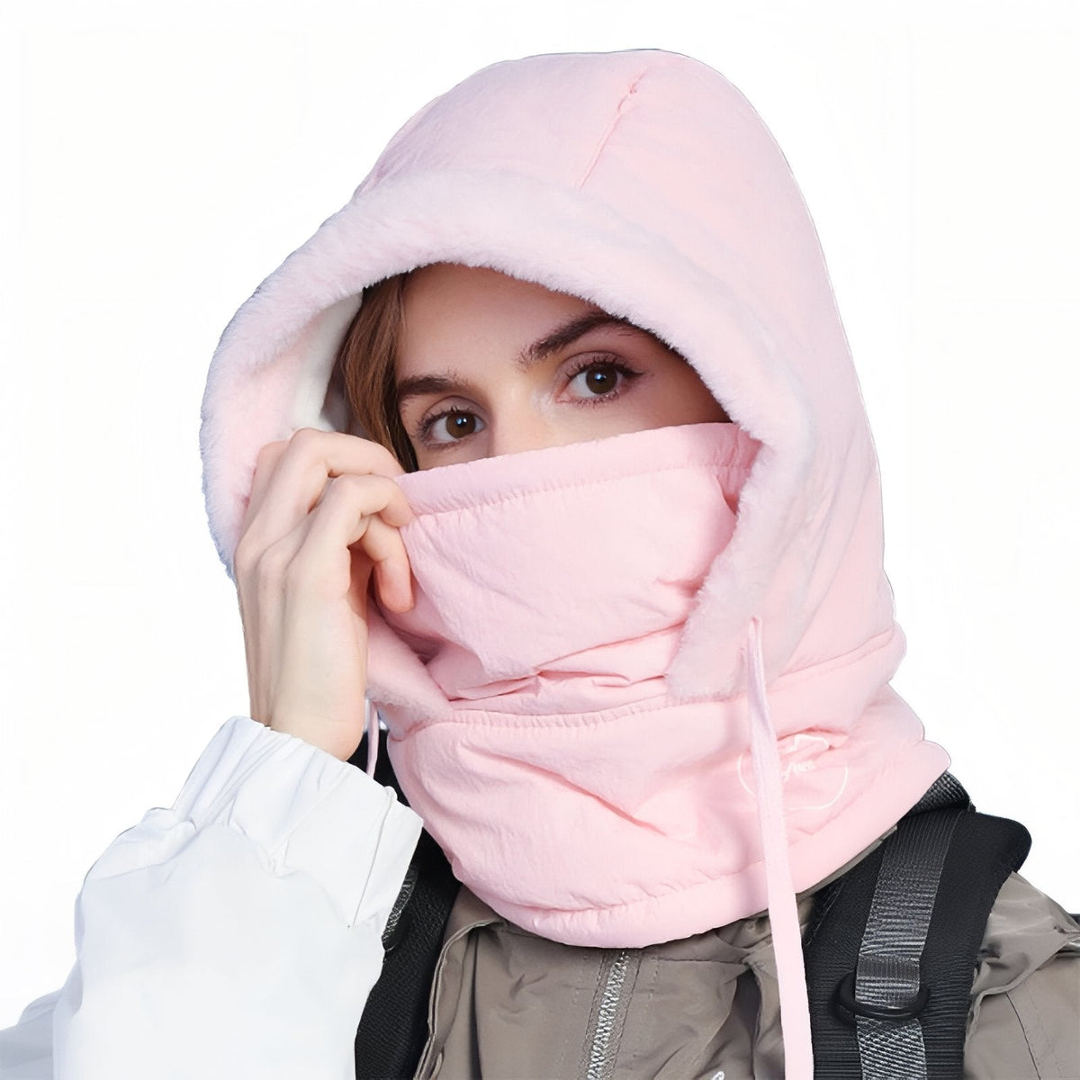 Cagoule Chaude Bataclava rose pâle