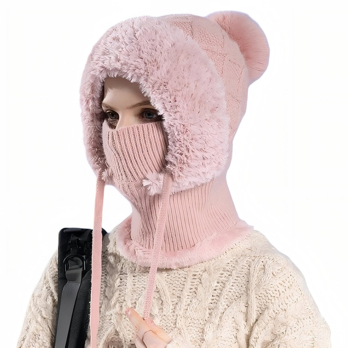 Cagoule Femme Hiver rose poudré