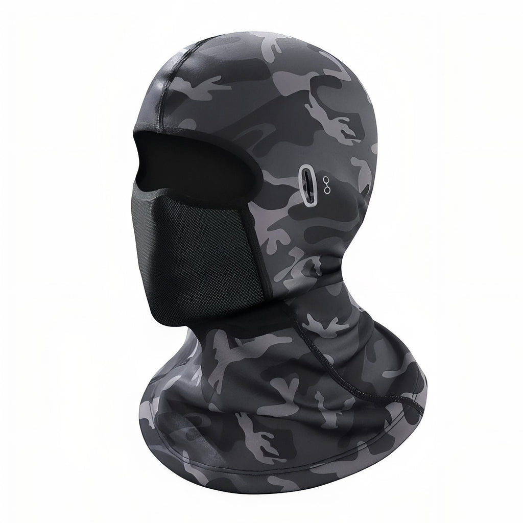 Cagoule Randonnée Hiver gris camouflage long (encoche oreilles pour lunettes)