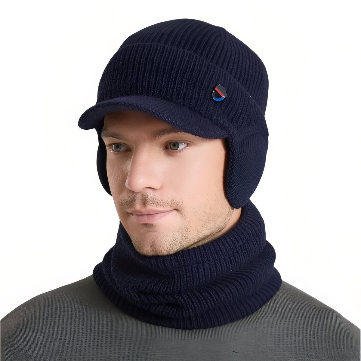 Casquette Cagoule Hiver Homme bleu marine