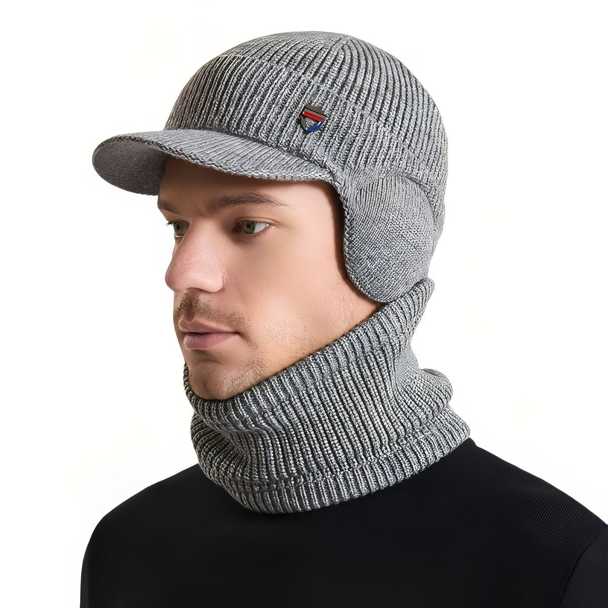 Casquette Cagoule Hiver Homme gris clair