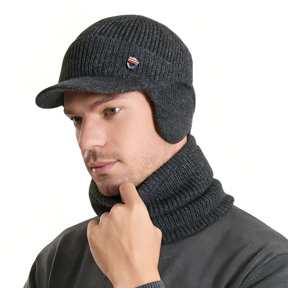Casquette Cagoule Hiver Homme gris foncé