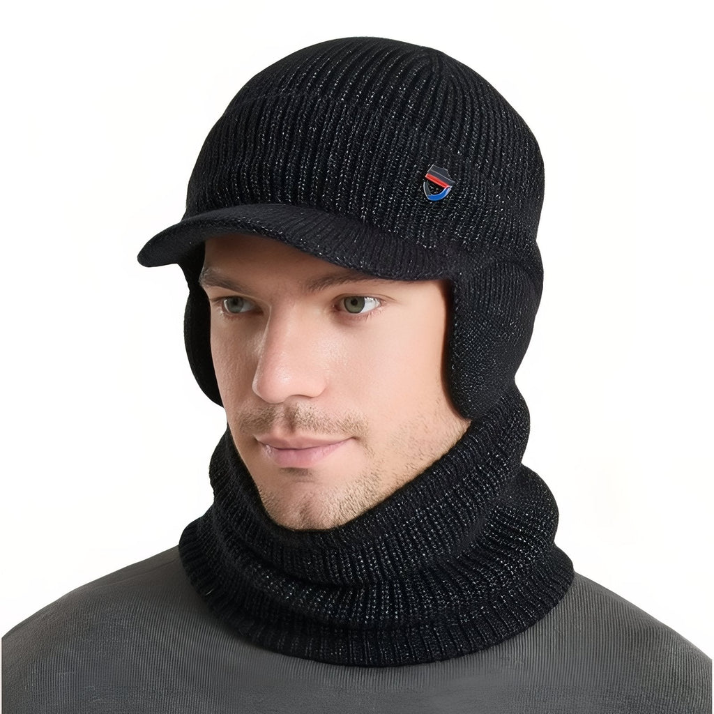 Casquette Cagoule Hiver Homme noir tâcheté