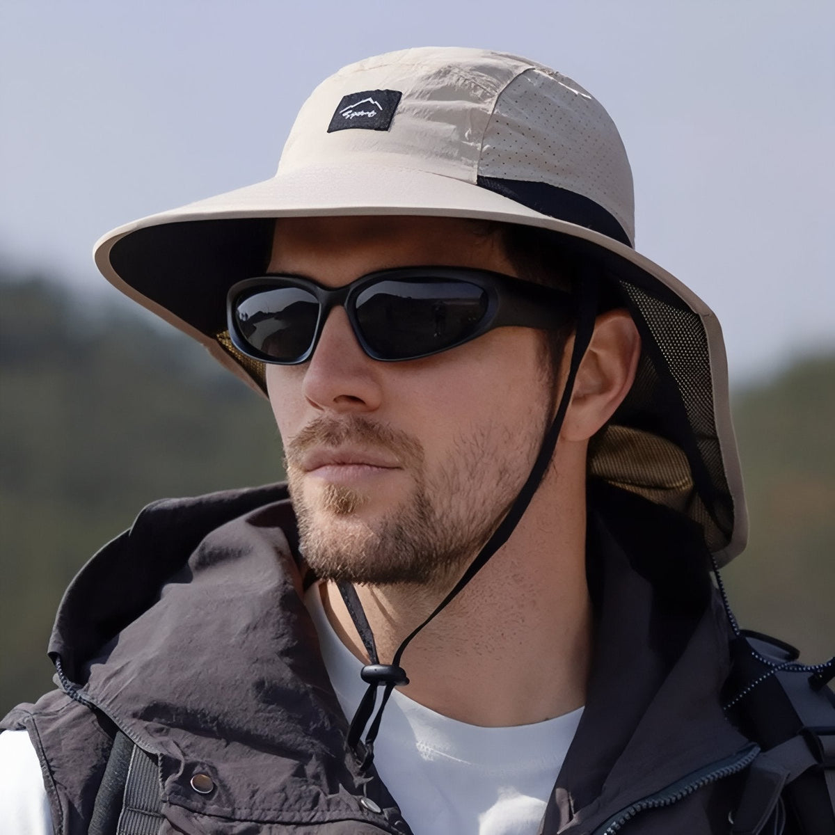 Chapeau Léger Randonnée Protection Nuque beige