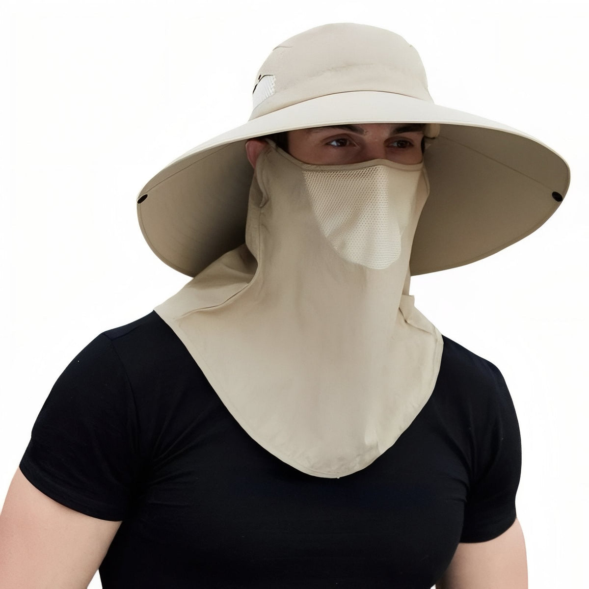 Chapeau Randonnée Anti-UV Homme beige (combiné)