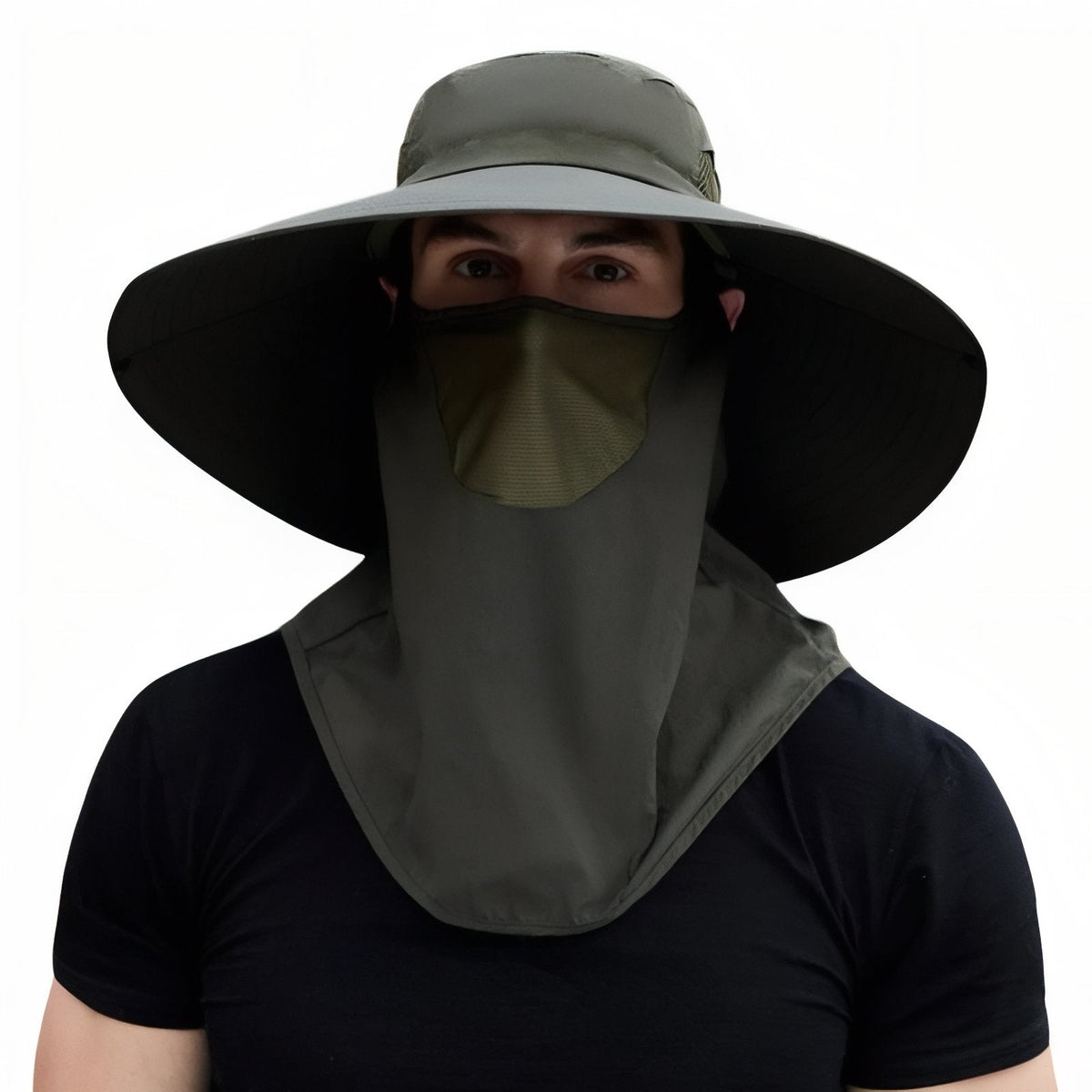 Chapeau Randonnée Anti-UV Homme vert olive (combiné)