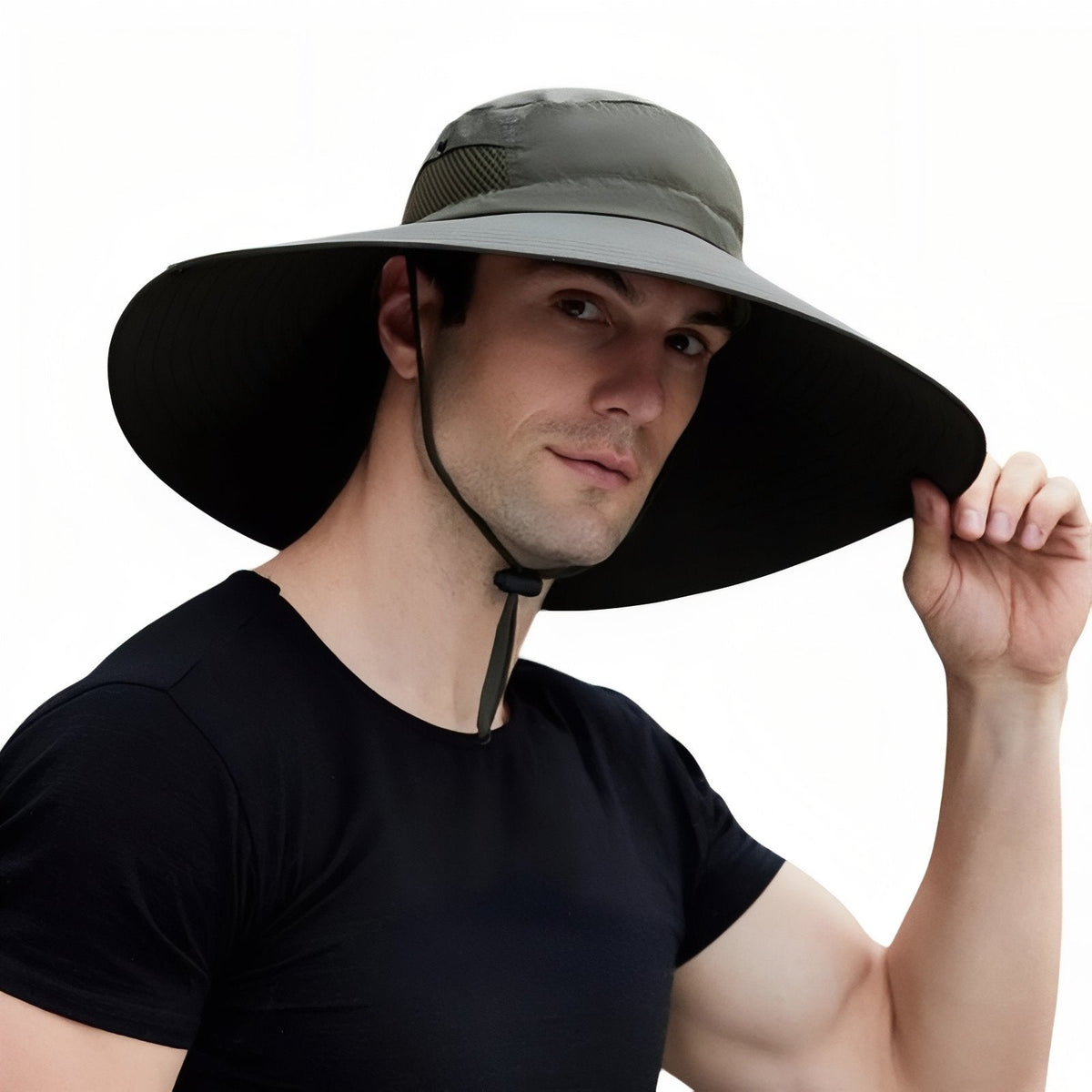 Chapeau Randonnée Anti-UV Homme vert olive