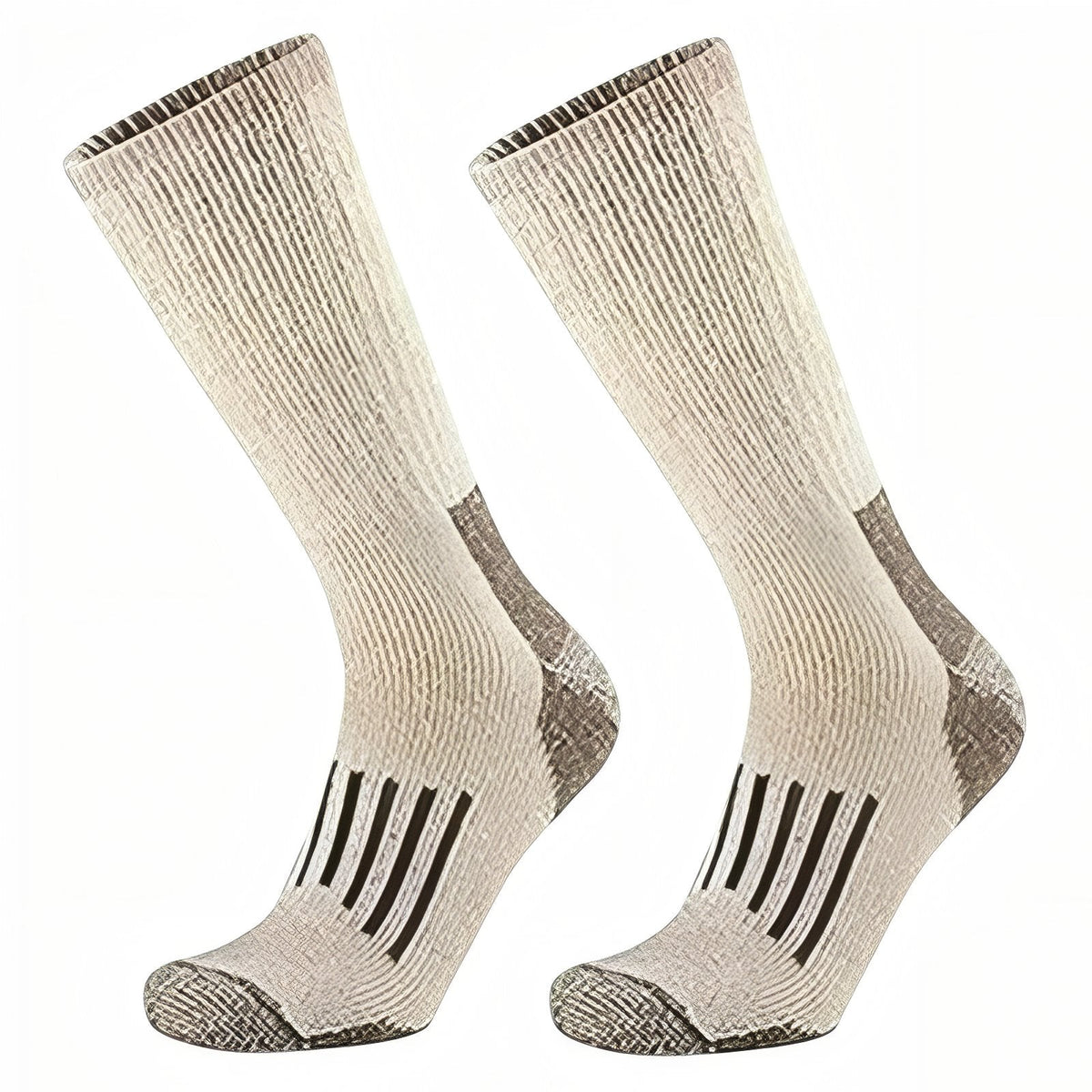 Chaussettes de Randonnée En Laine beige clair et marron