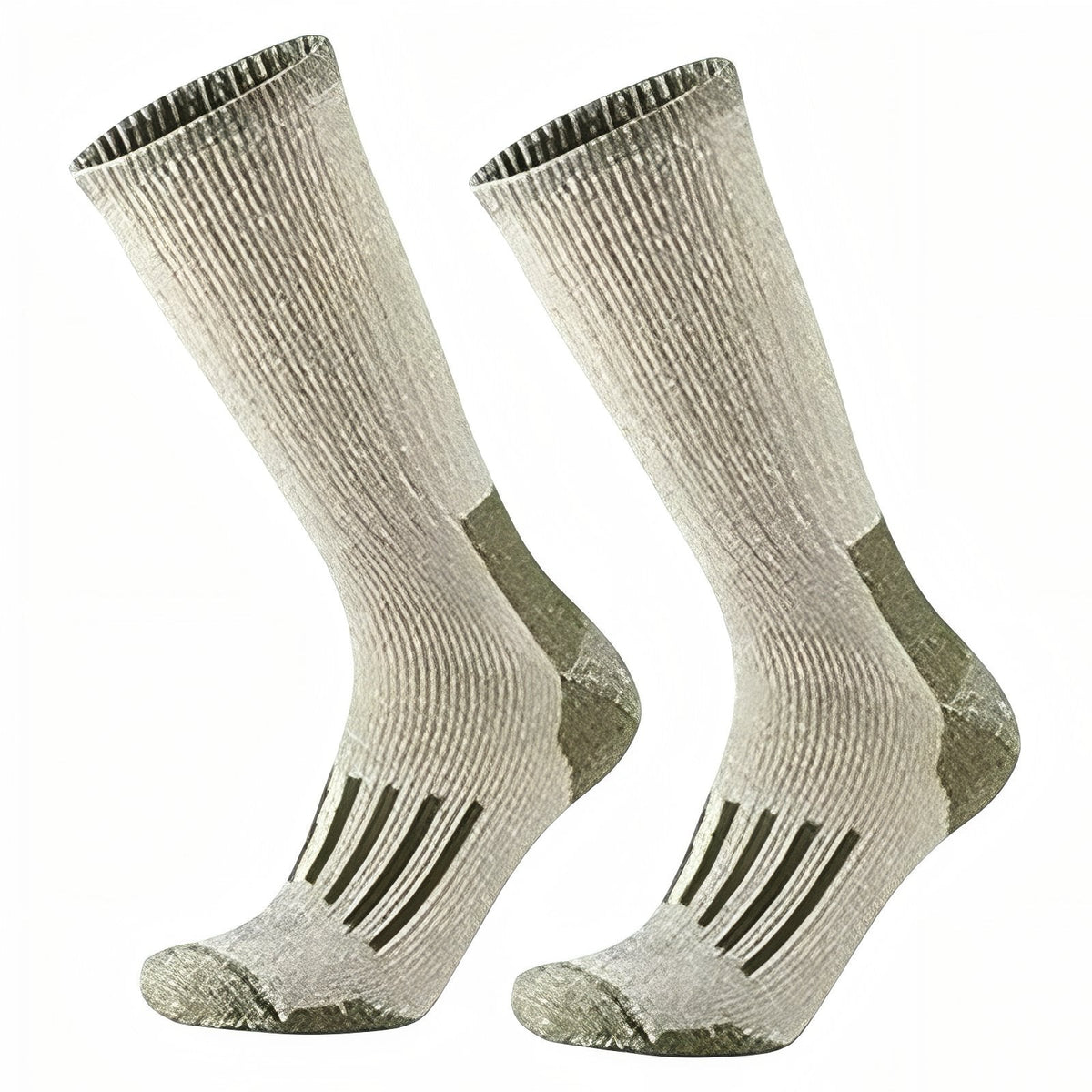 Chaussettes de Randonnée En Laine beige et olive