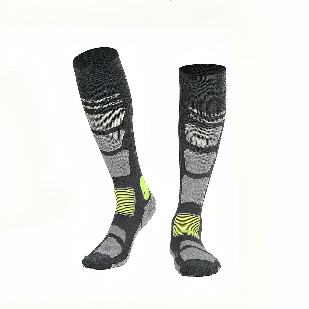Chaussettes Randonnée Mérinos gris et vert fluo