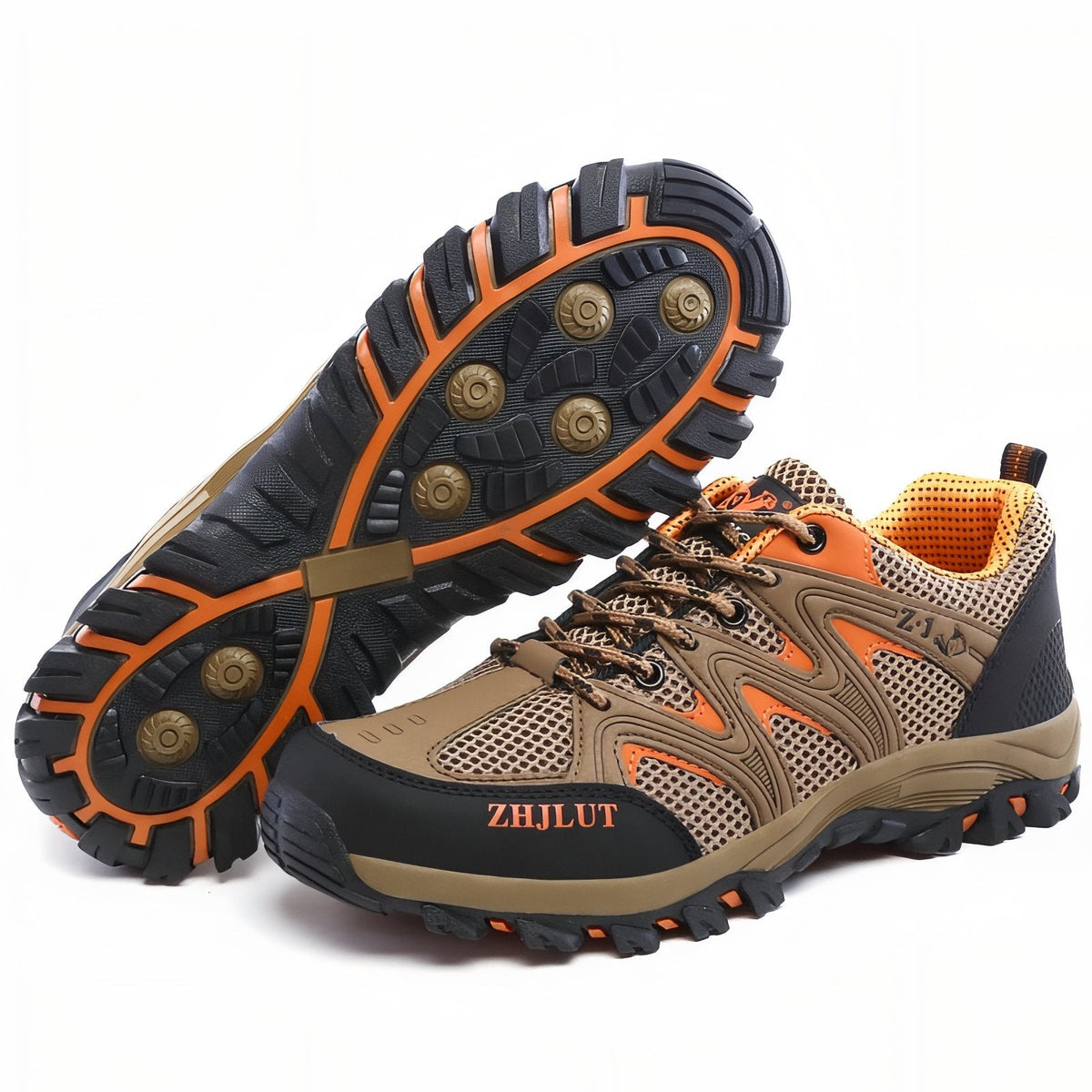 Chaussure Basse Randonnée Homme marron et orange