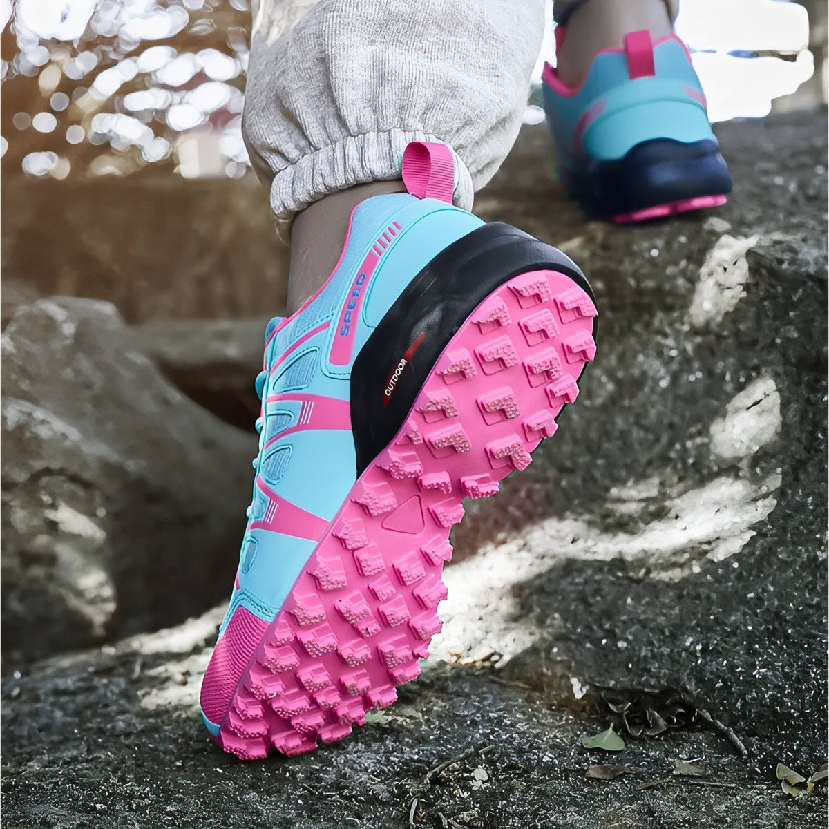 Chaussure Randonnée Femme Légère Bleu et Rose — photo 4