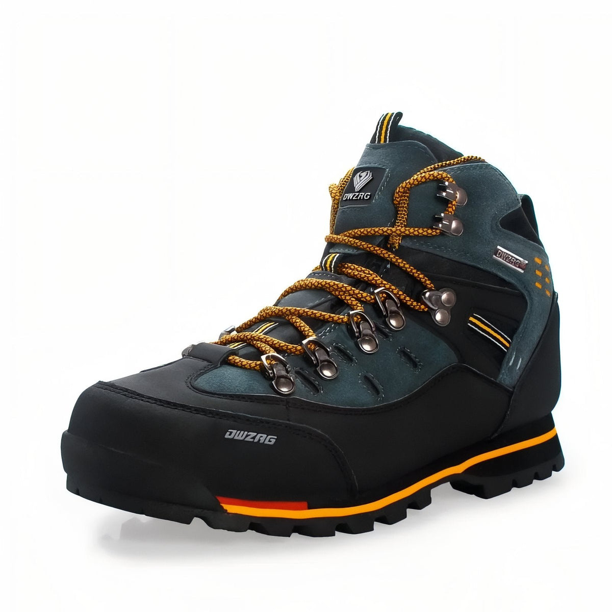 Chaussure Randonnée Montagne Homme Cuir noir et orange