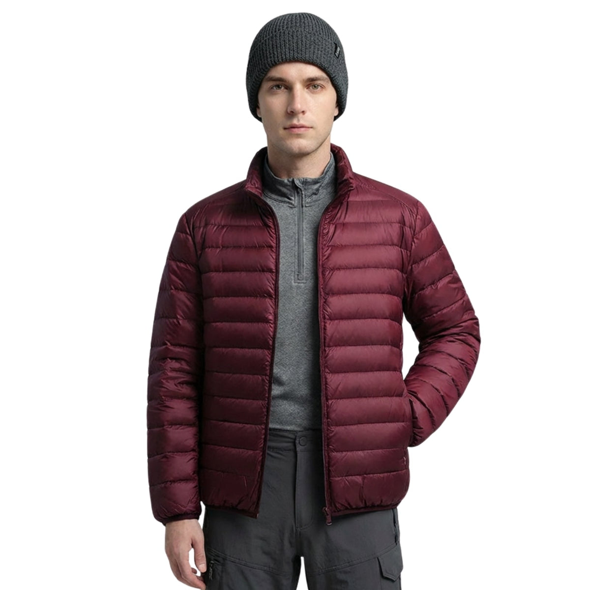 Doudoune Randonnée Compressible Homme bordeaux