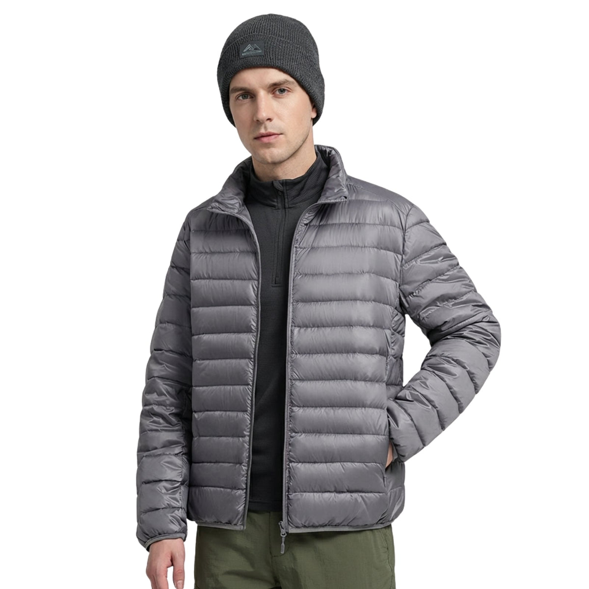 Doudoune Randonnée Compressible Homme gris argenté