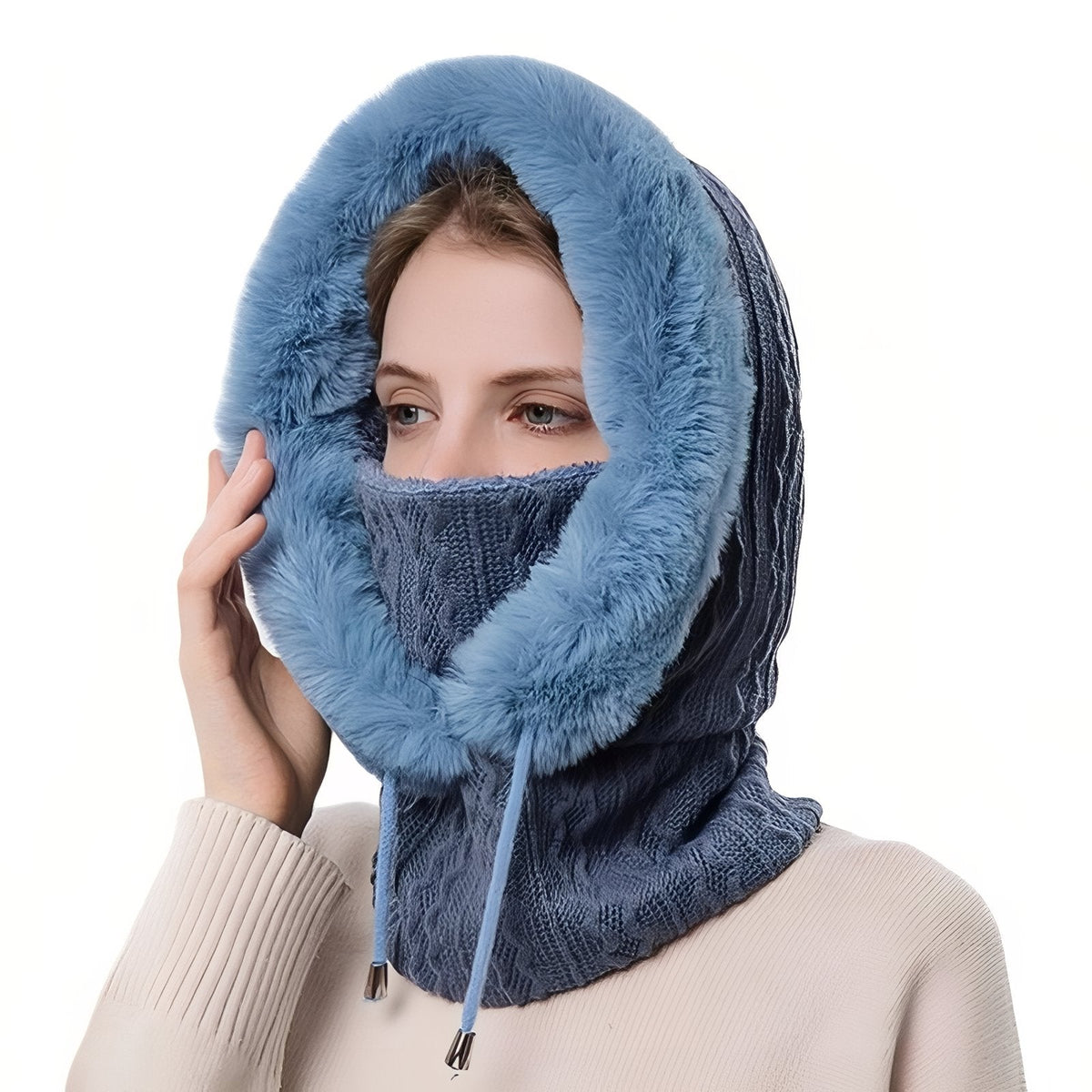 Echarpe Capuche Femme bleu poudré