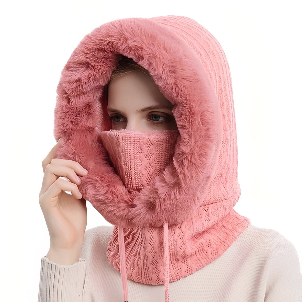 Echarpe Capuche Femme rose poudré
