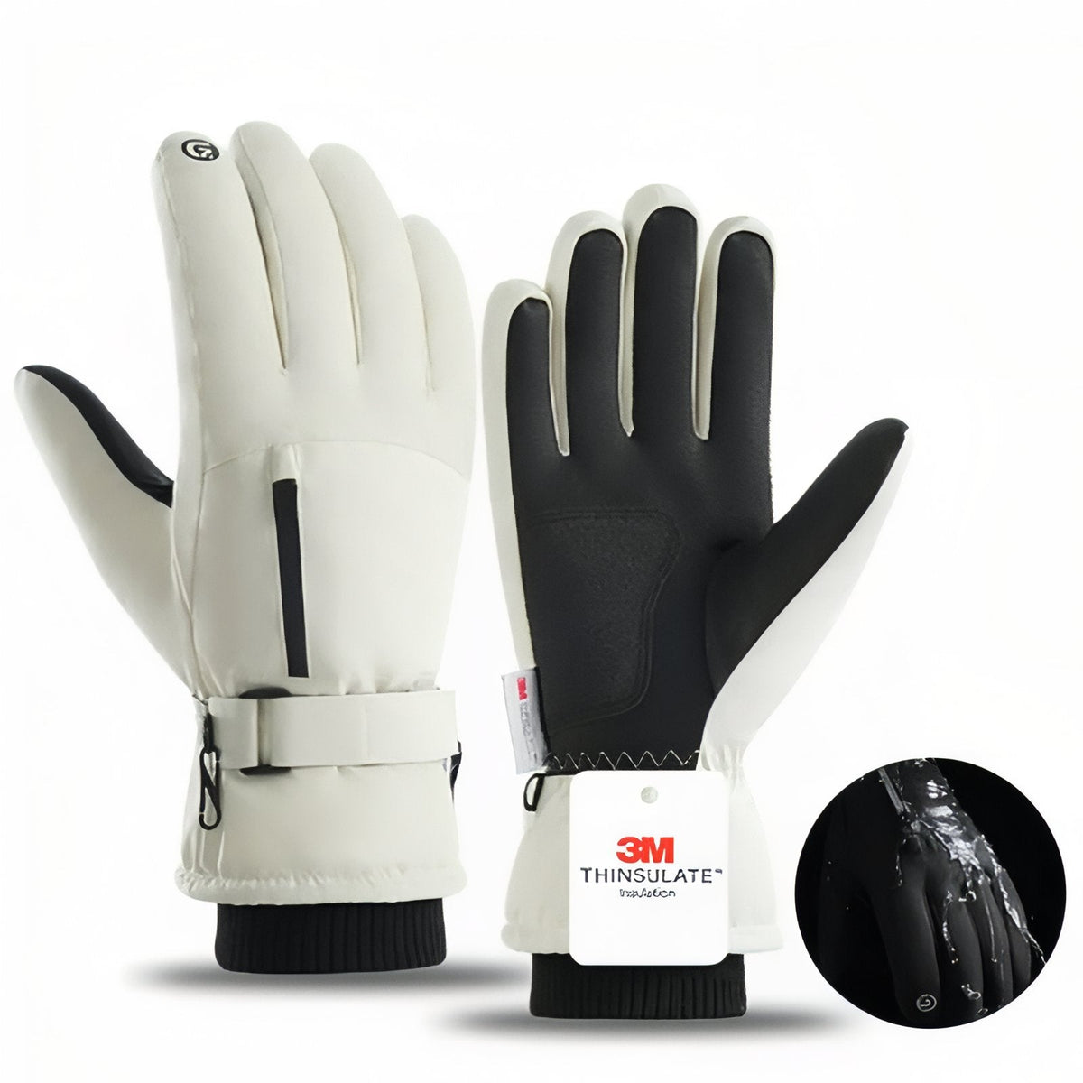 Gants Randonnée Grand Froid blanc avec poche