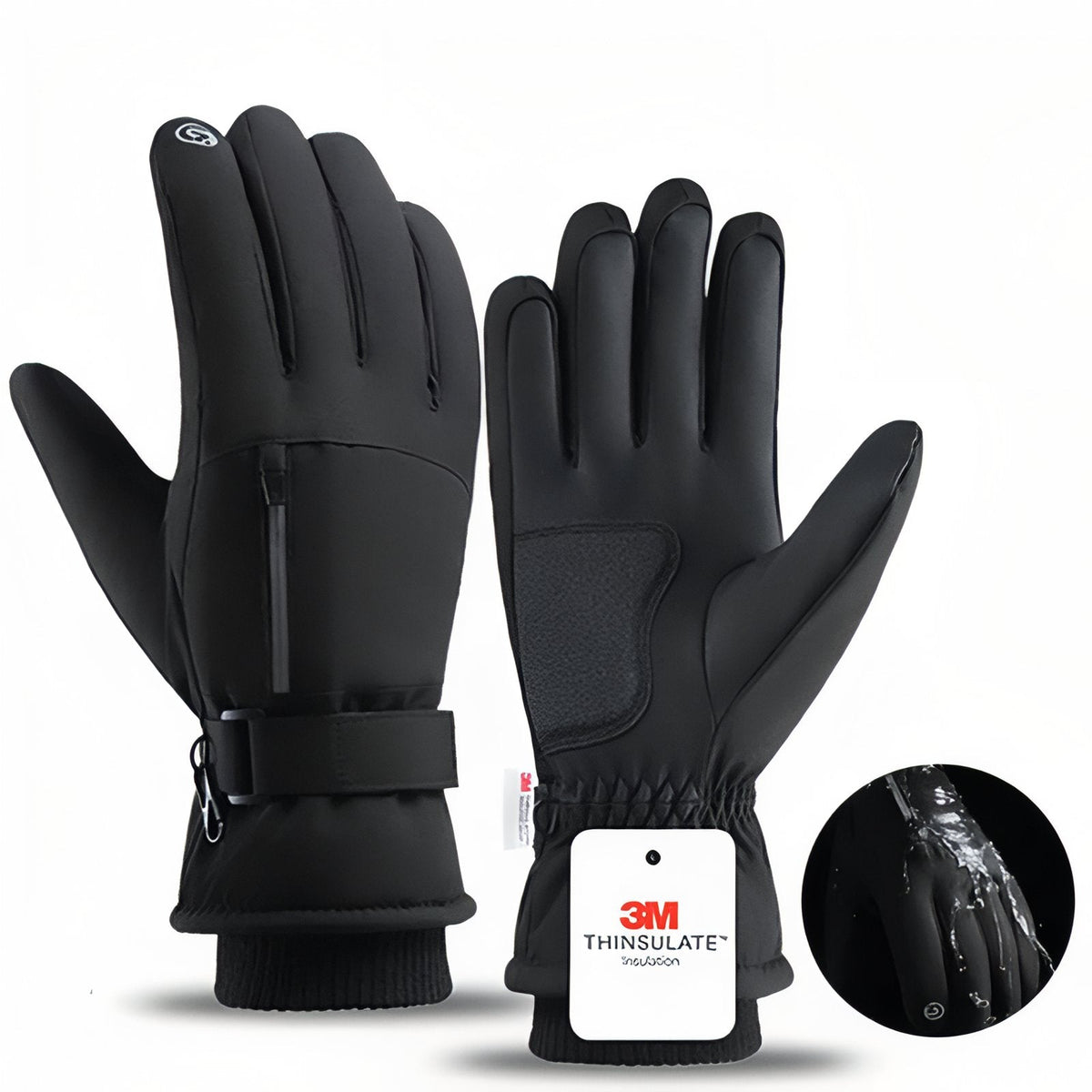 Gants Randonnée Grand Froid noir avec poche