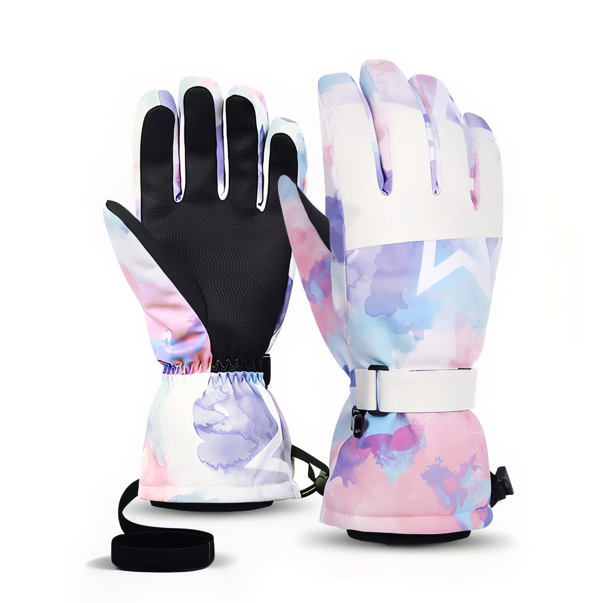 Gants Randonnée Hiver Homme rose pastel et bleu ciel