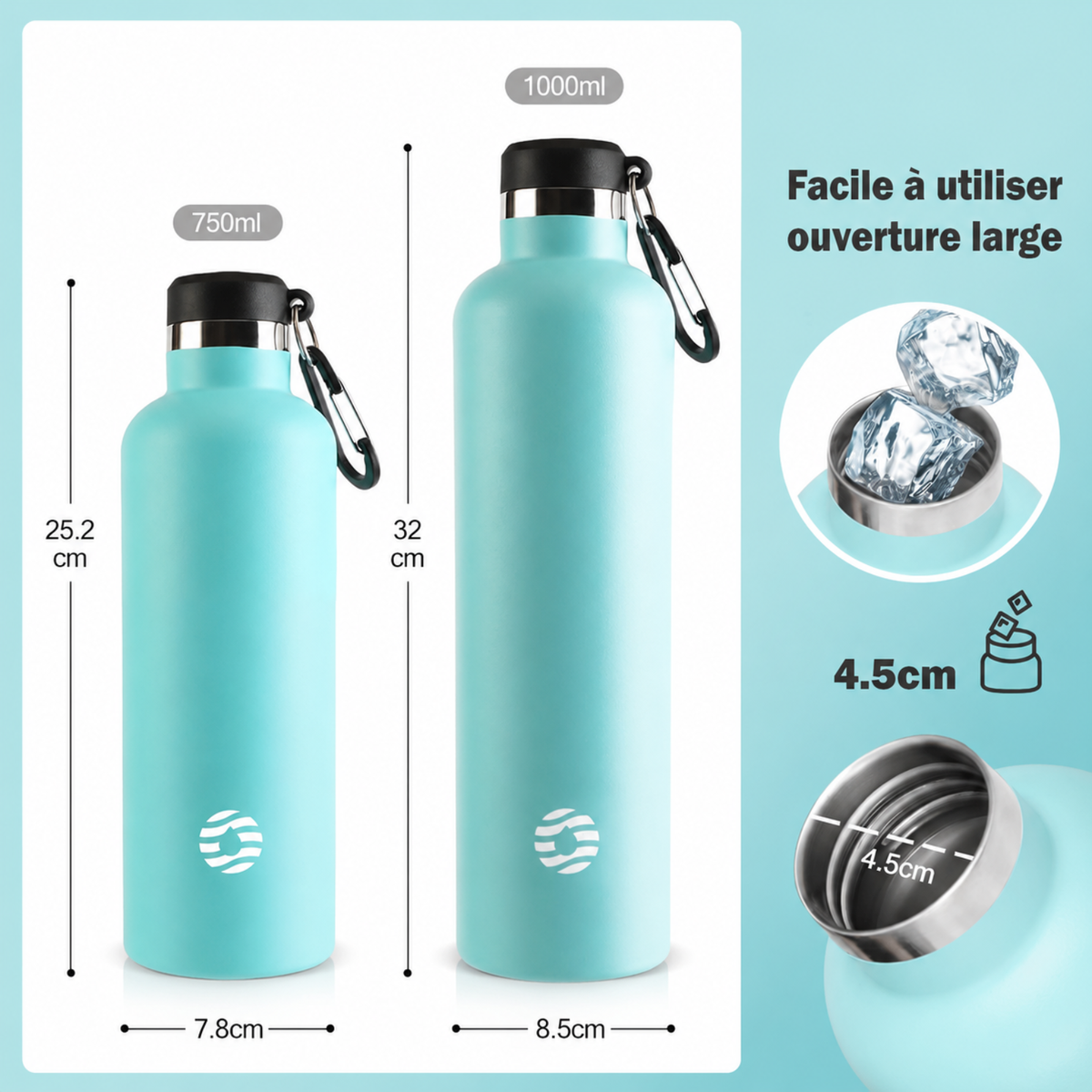 Gourde Inox Mousqueton — photo 2