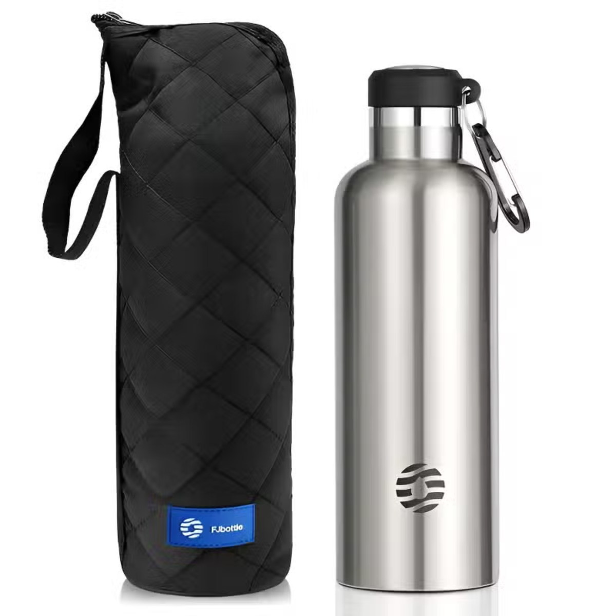 Gourde Inox Mousqueton gris argenté