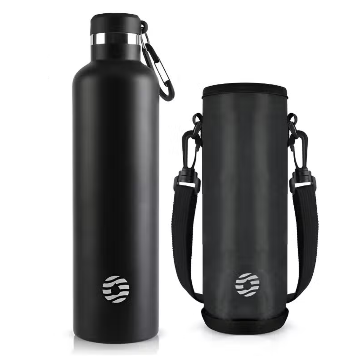 Gourde Inox Mousqueton noir