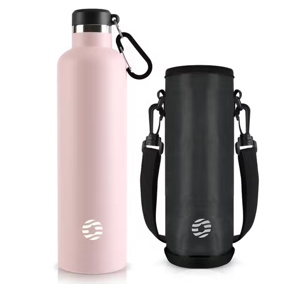 Gourde Inox Mousqueton rose