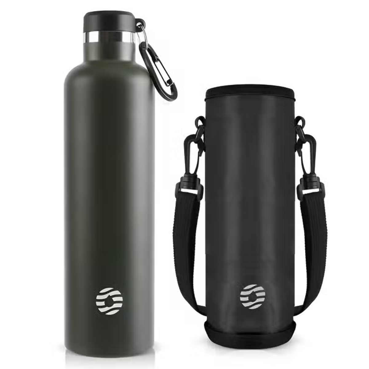 Gourde Inox Mousqueton vert olive