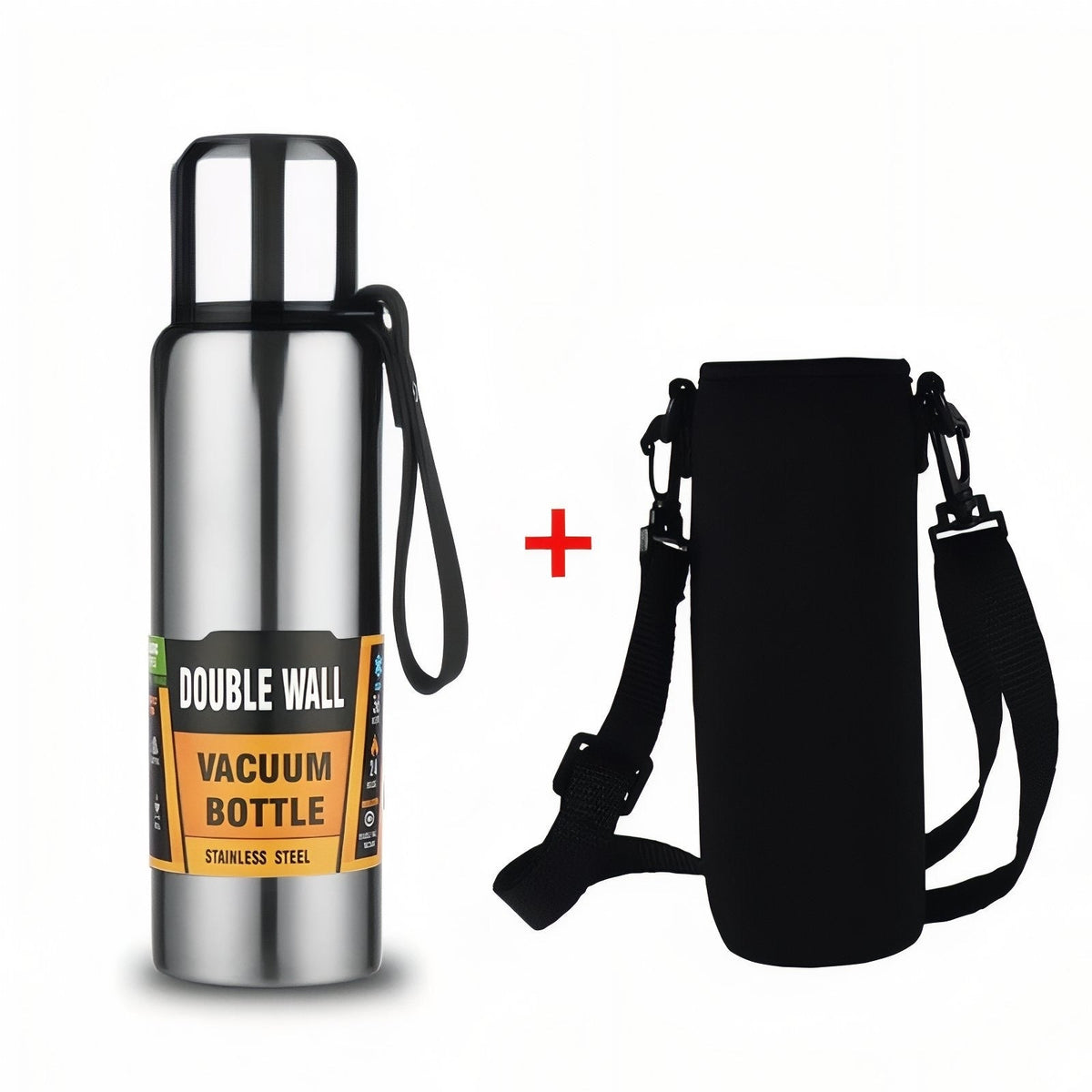 Gourde Isotherme Grande Contenance gris avec sac