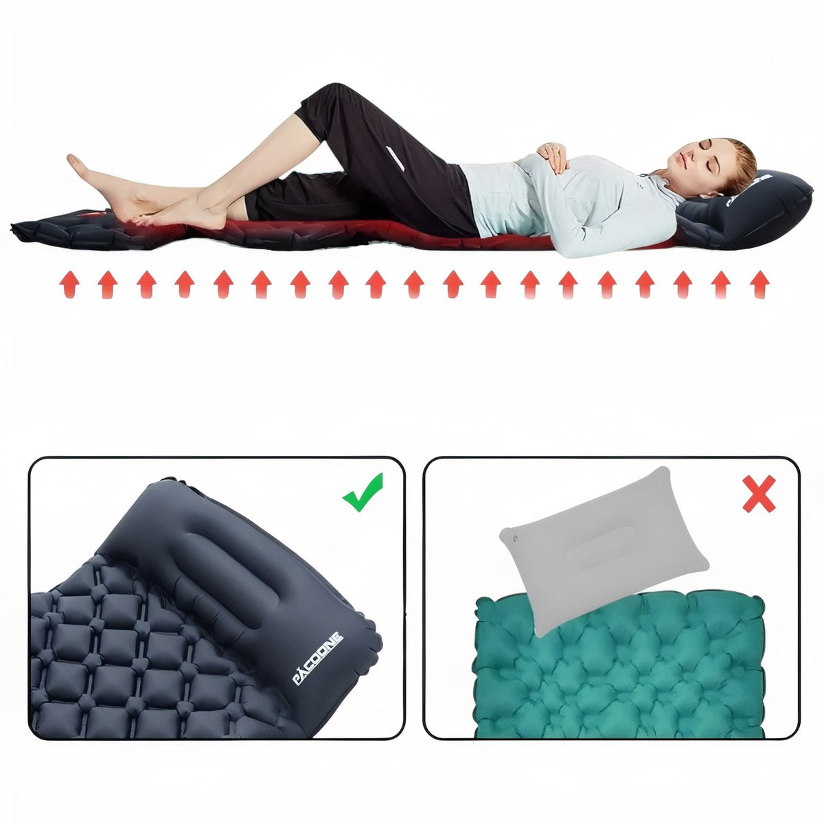 Matelas Gonflable Avec Coussin 1 Personne — photo 5