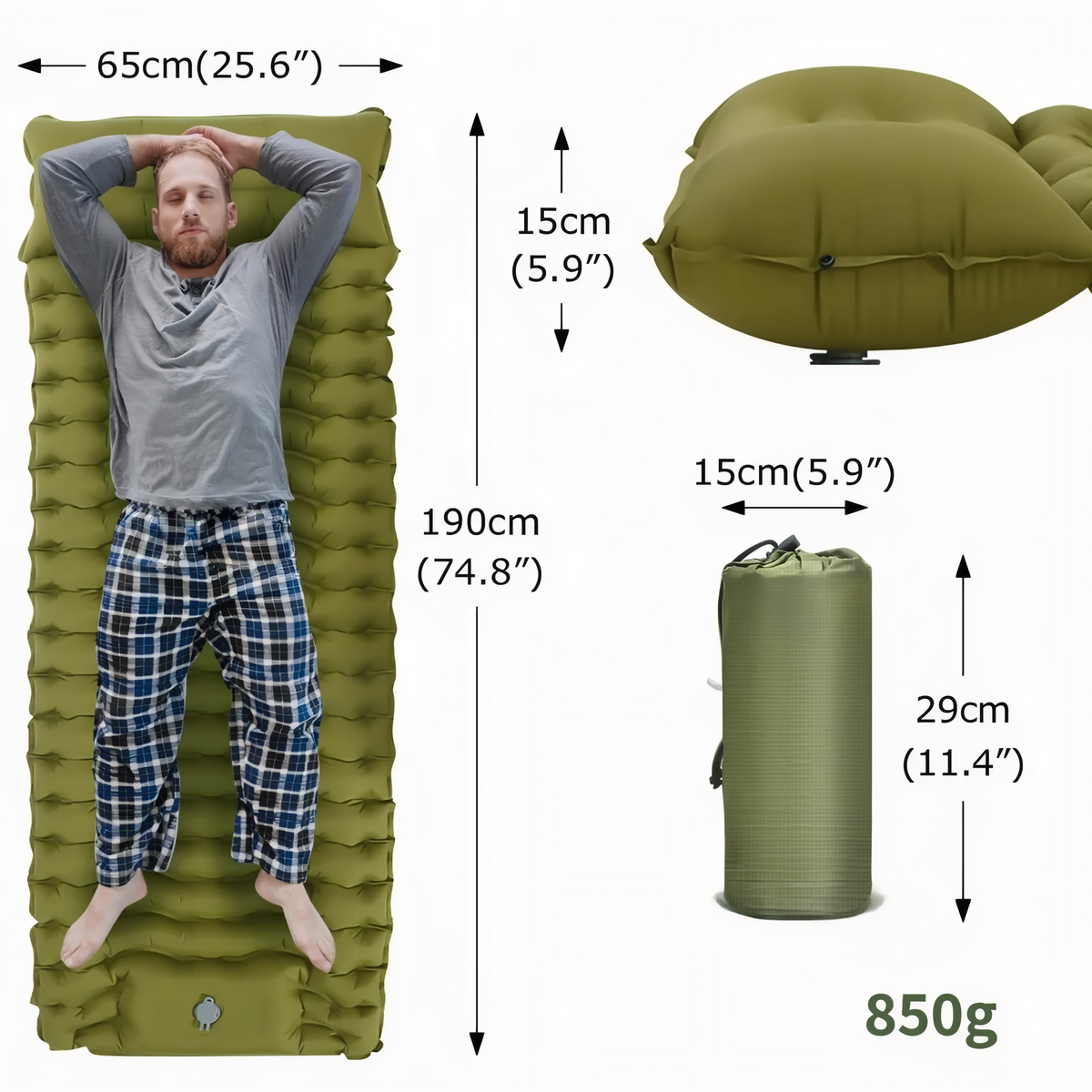 Matelas Gonflable Camping 65 cm De Large — photo 3