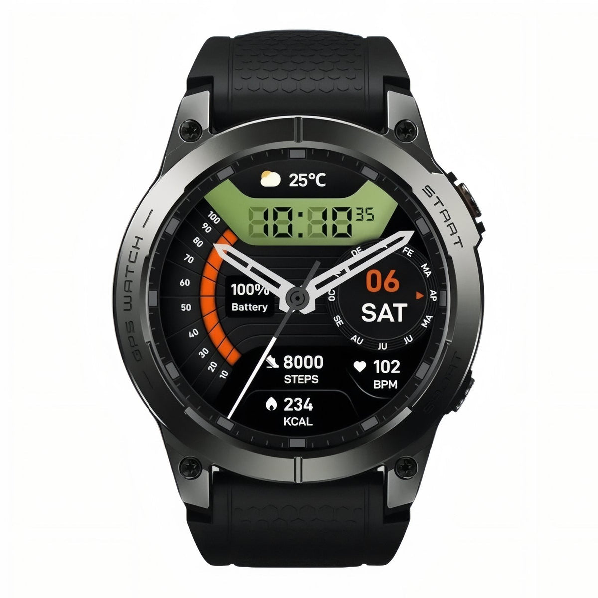 Montre Connectée GPS Randonnée noir et vert