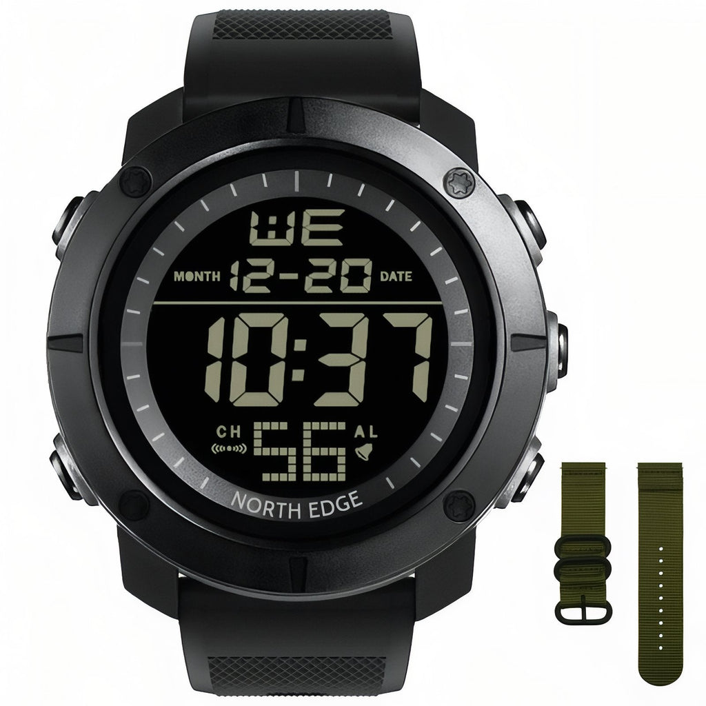 Montre Homme Randonnée noir et vert olive