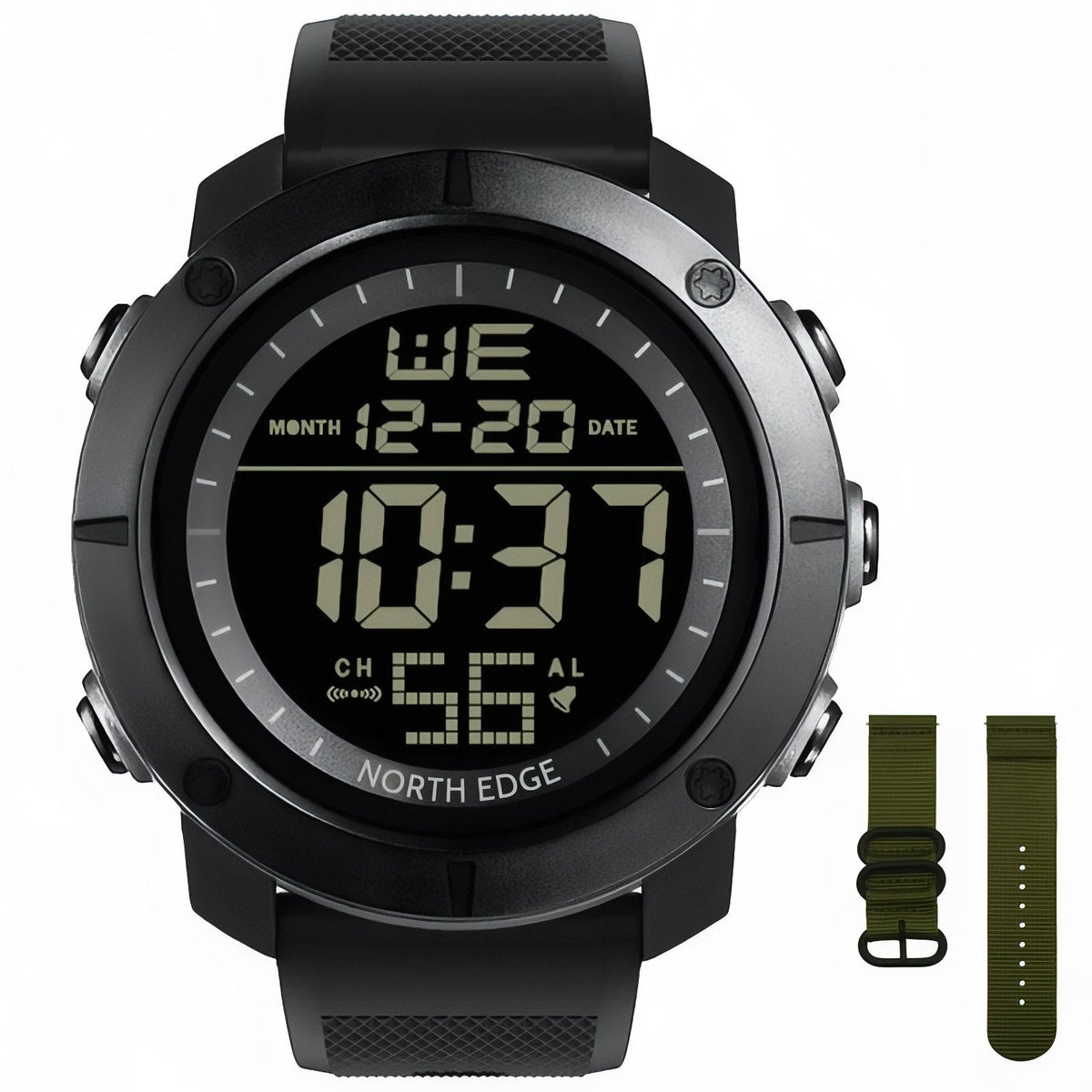 Montre Homme Randonnée noir et vert olive