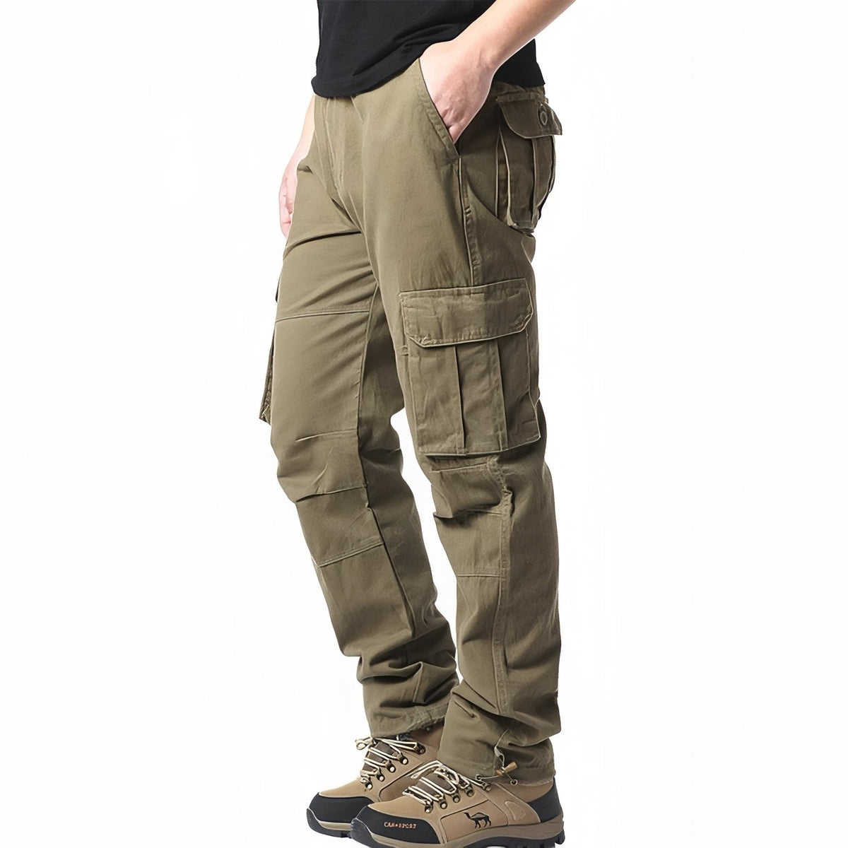 Pantalon Cargo Randonnée Homme beige olive