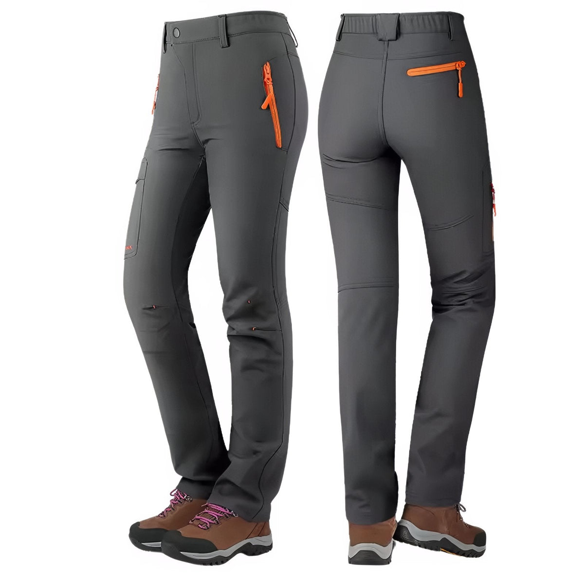 Pantalon Randonnée Doublé Polaire Femme gris