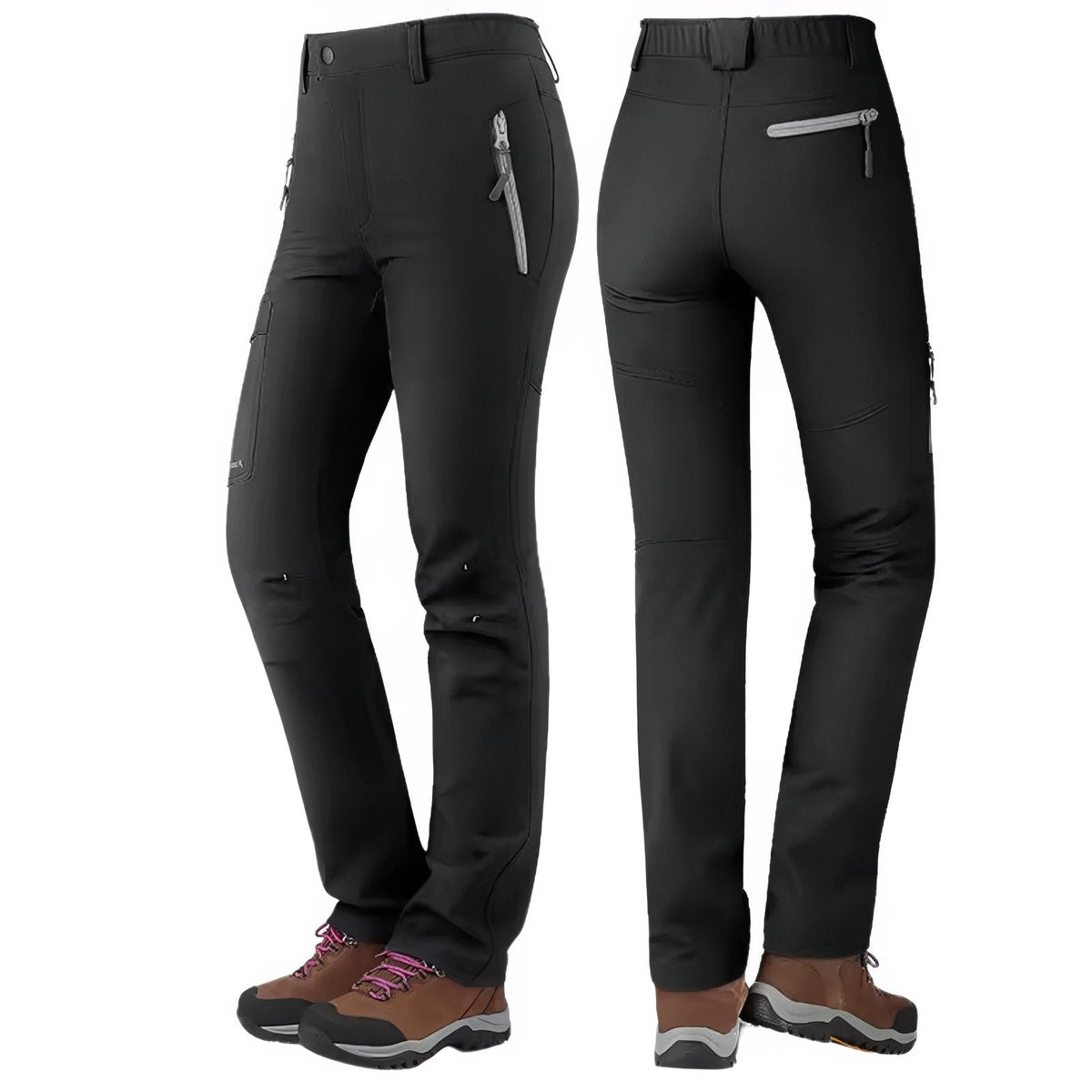 Pantalon Randonnée Doublé Polaire Femme noir