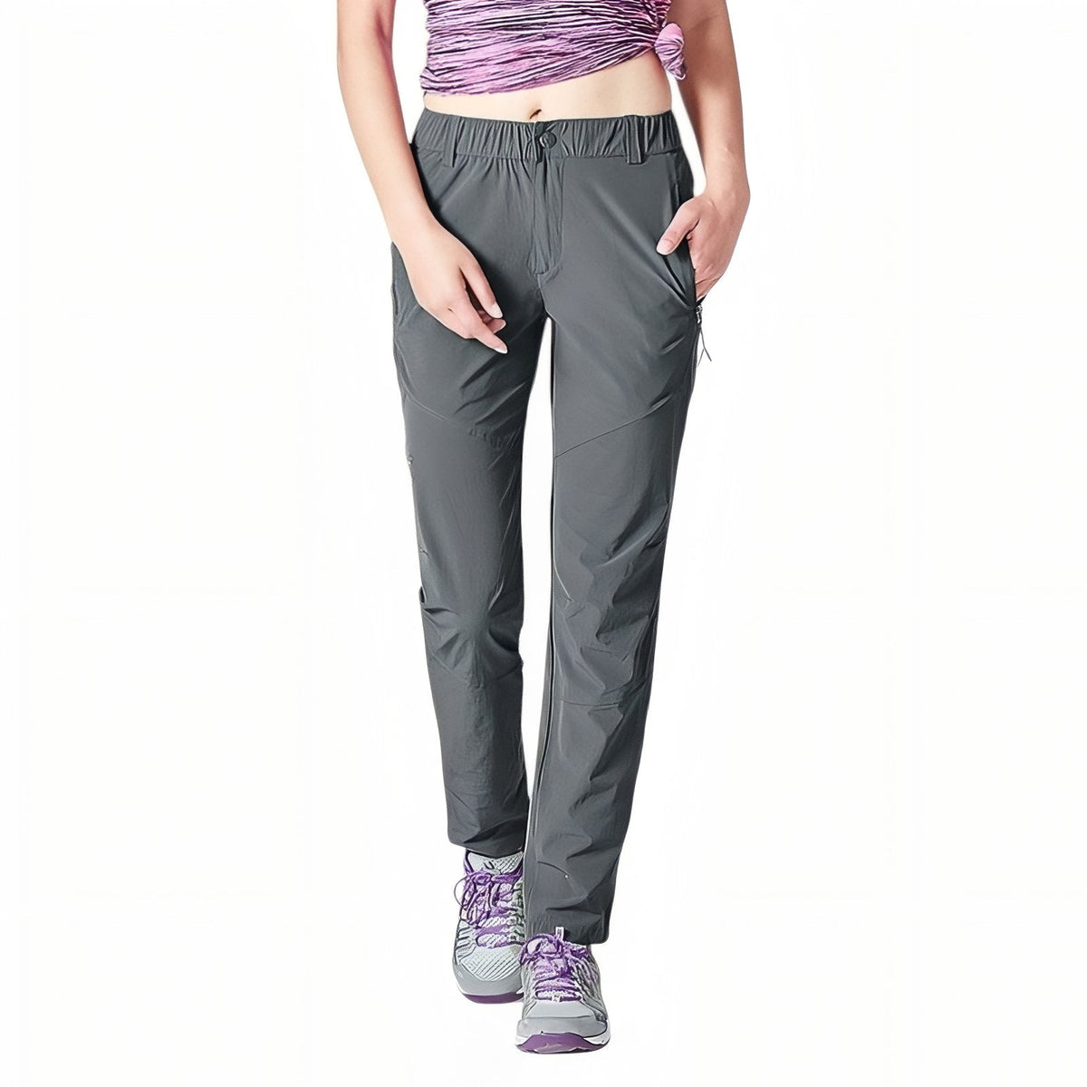 Pantalon Randonnée Été Femme gris foncé
